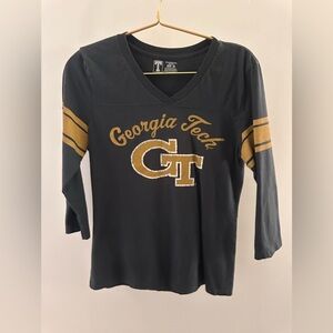Vintage Georgia Tech Women's Blue and Gold T-shirt